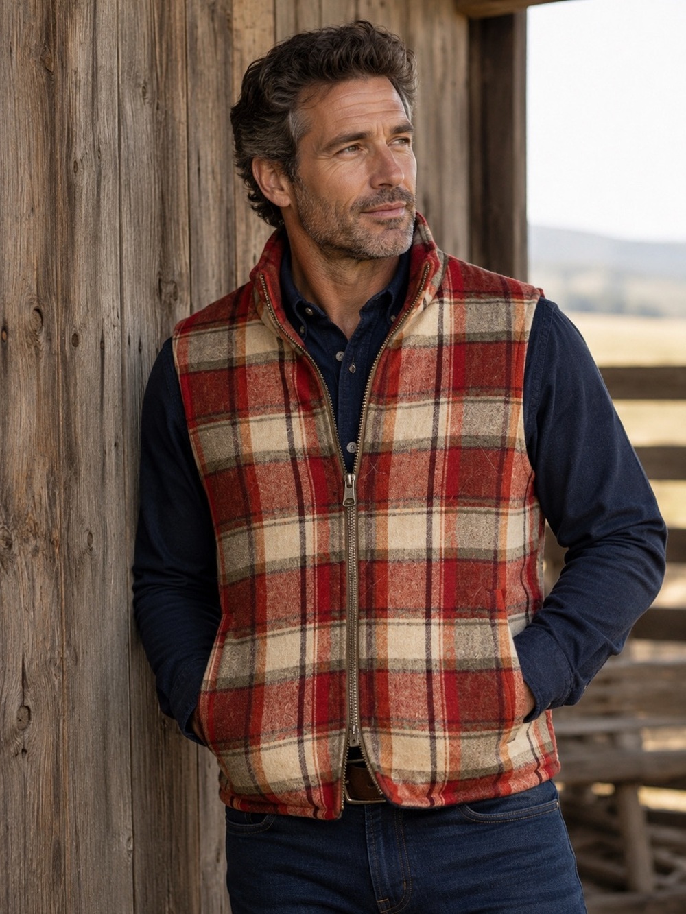 Jack Spade + Woolrich Reversible Wool Vest Mens Sz S